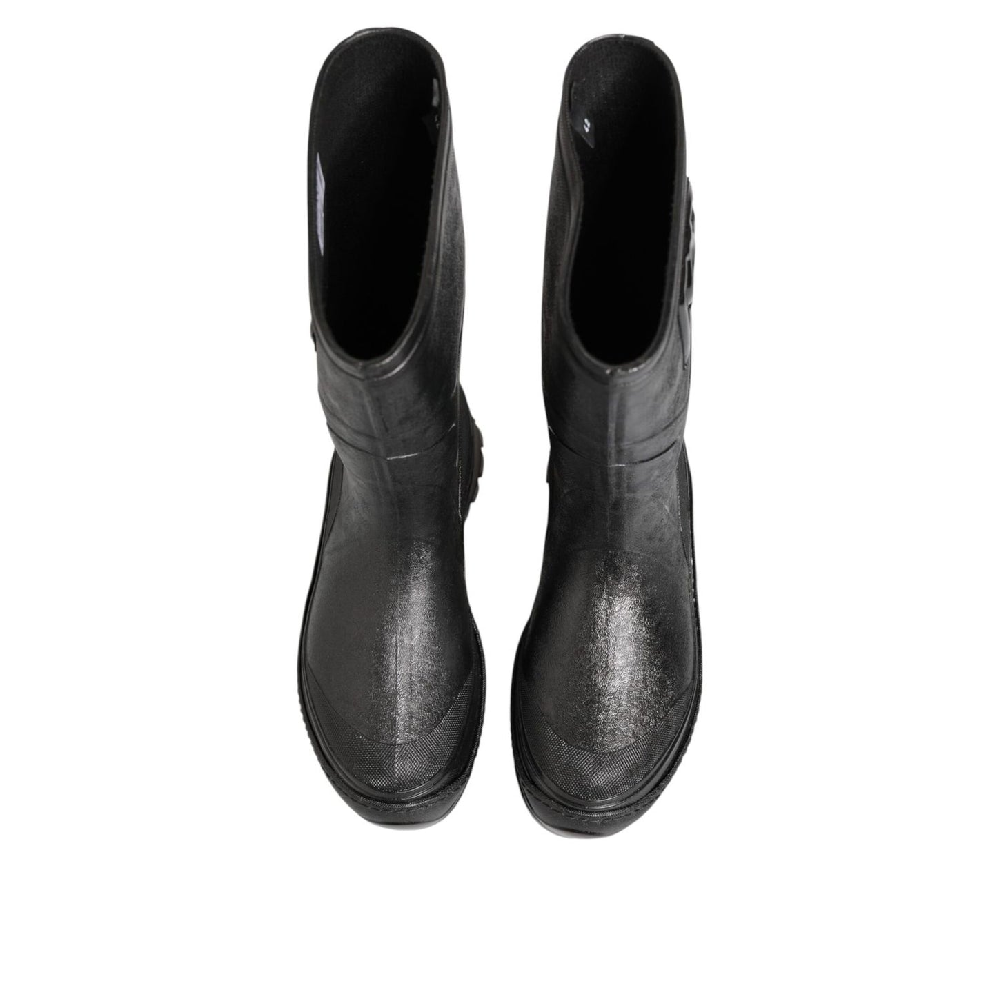 Dolce & Gabbana Metallic Black Pull On Rain Boots Men Shoes