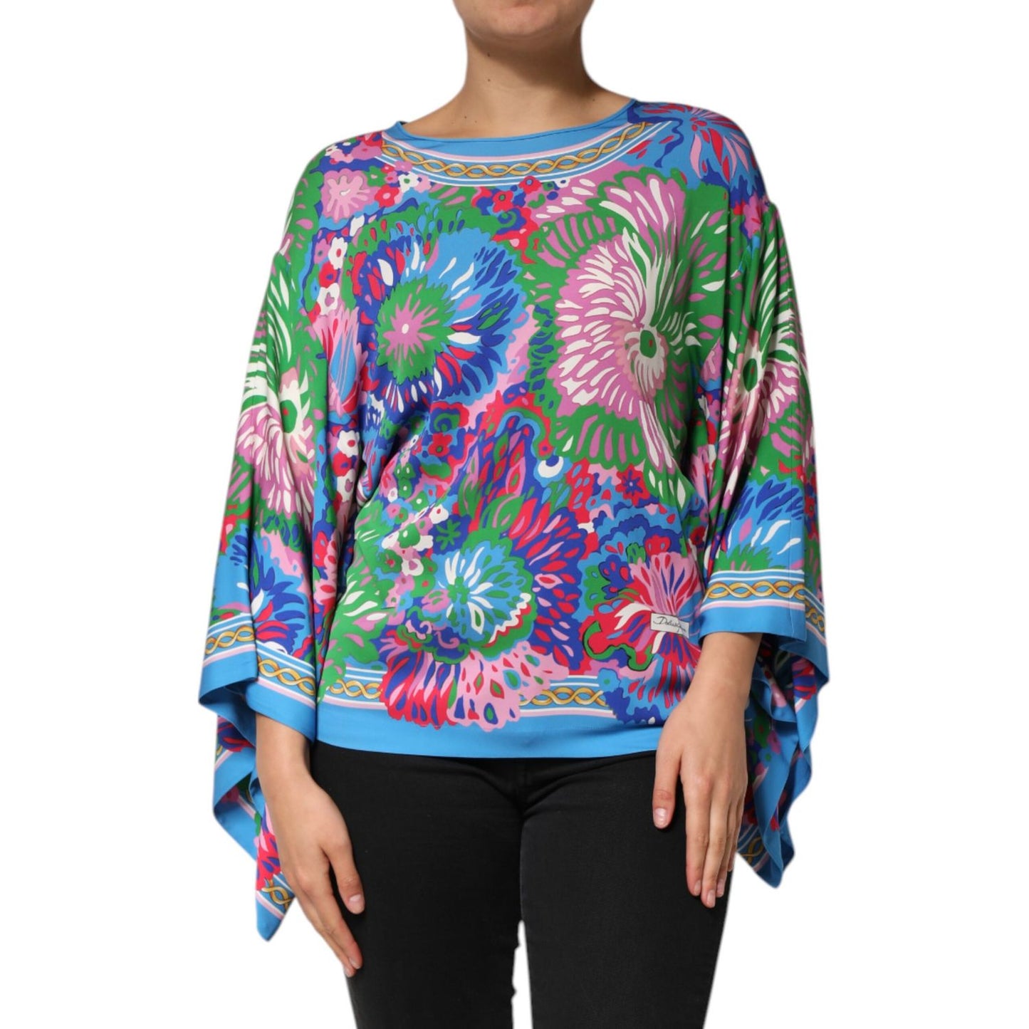 Dolce & Gabbana Multicolor Floral Print Silk Blouse Tunic Top