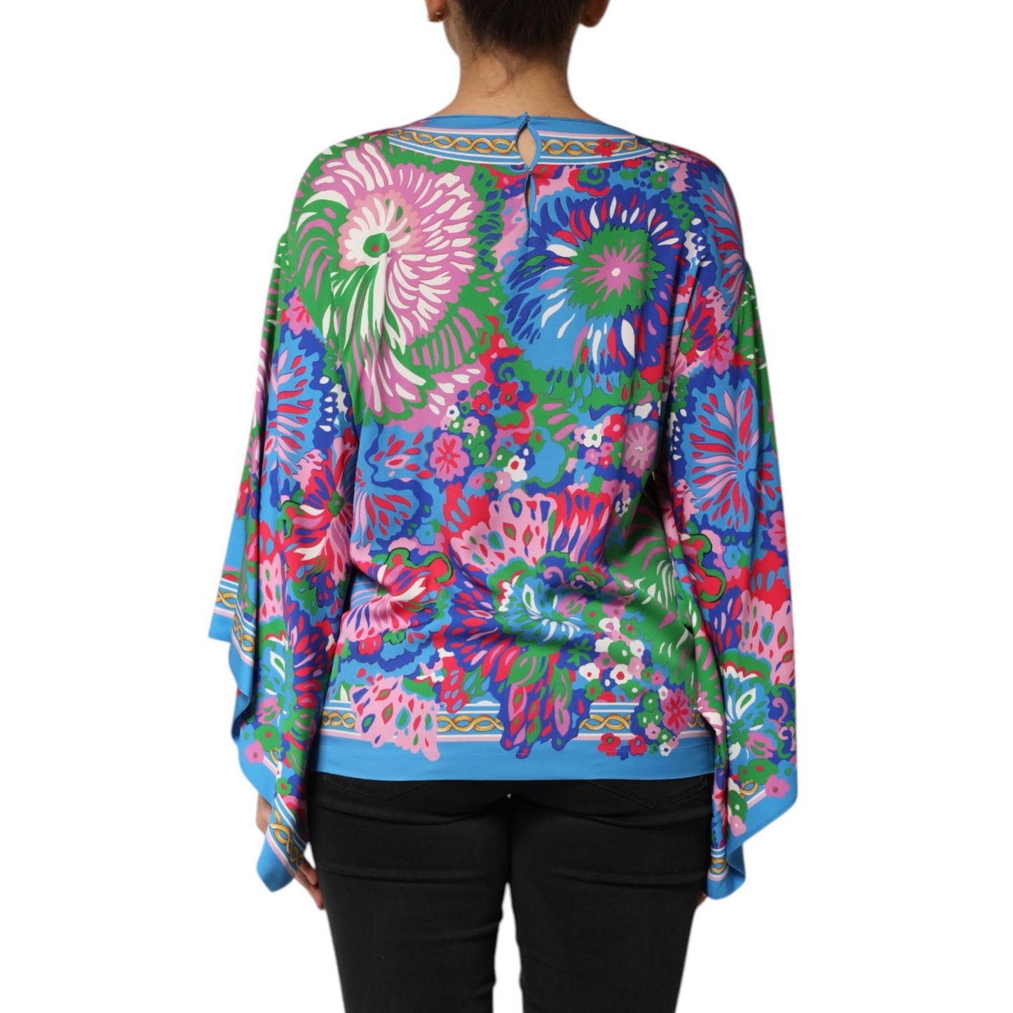 Dolce & Gabbana Multicolor Floral Print Silk Tunic Blouse Top