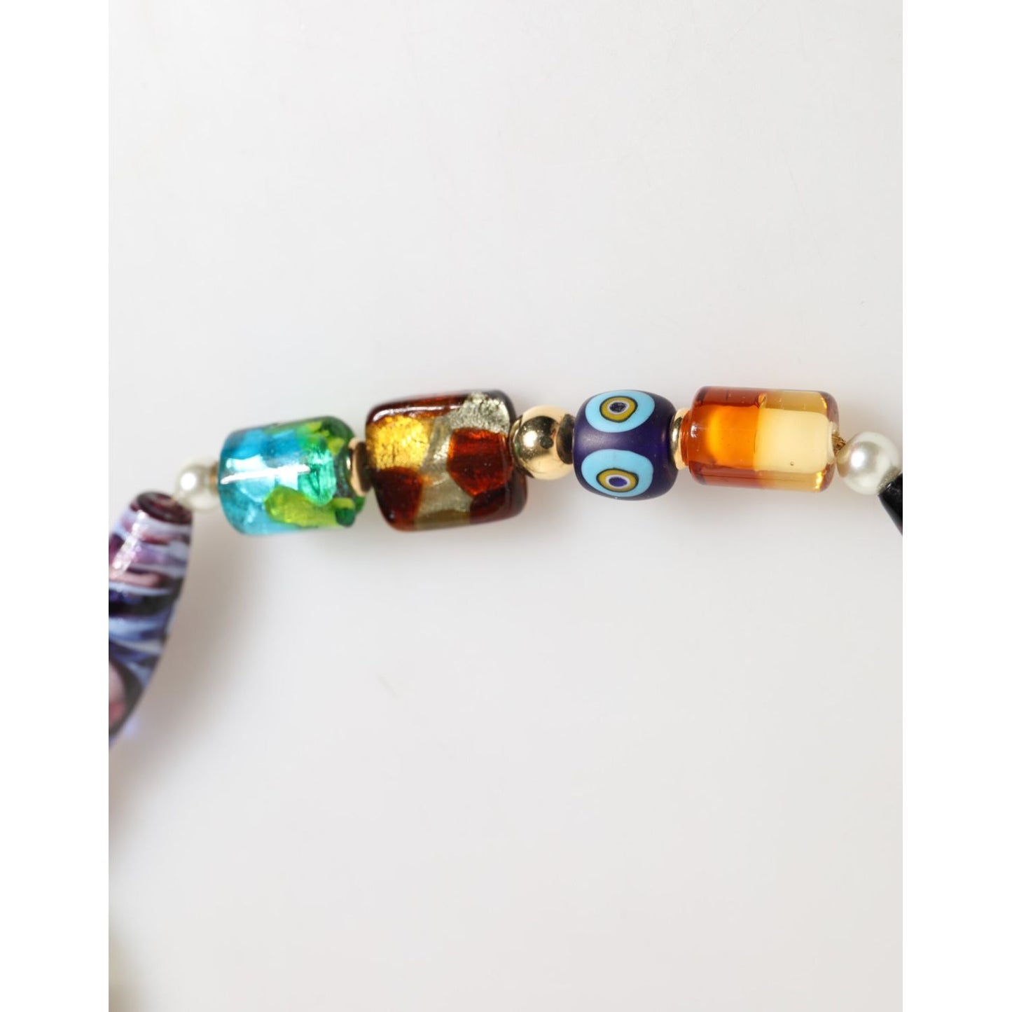 Dolce & Gabbana Multicolor Murano Glass Beads Brass Women Jewelry Necklace