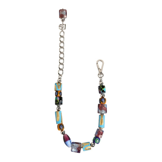 Dolce & Gabbana Multicolor Murano Glass Beads Brass Zamak Necklace with intricate detailing and silver-tone finish.