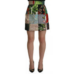 Dolce & Gabbana Multicolor Patchwork A-line Polyester Skirt, high waist, Italian design, vibrant mini skirt.