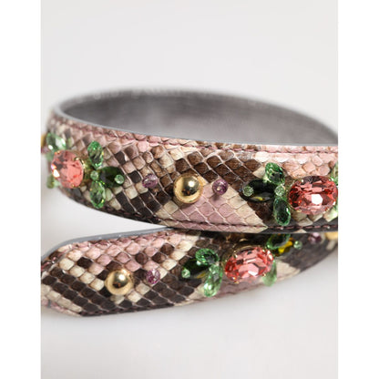 Dolce & Gabbana Multicolor Python Embellished Crystal Stud Shoulder Strap