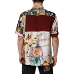 Back view of Dolce & Gabbana Multicolor Shell Print Hawaii Casual Shirt with unique design and logo details.