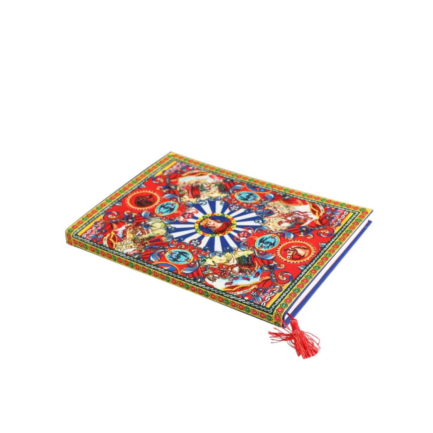 Dolce & Gabbana Multicolor Sicilian Carretto Print Journal Notebook with vibrant textile cover and intricate traditional design.