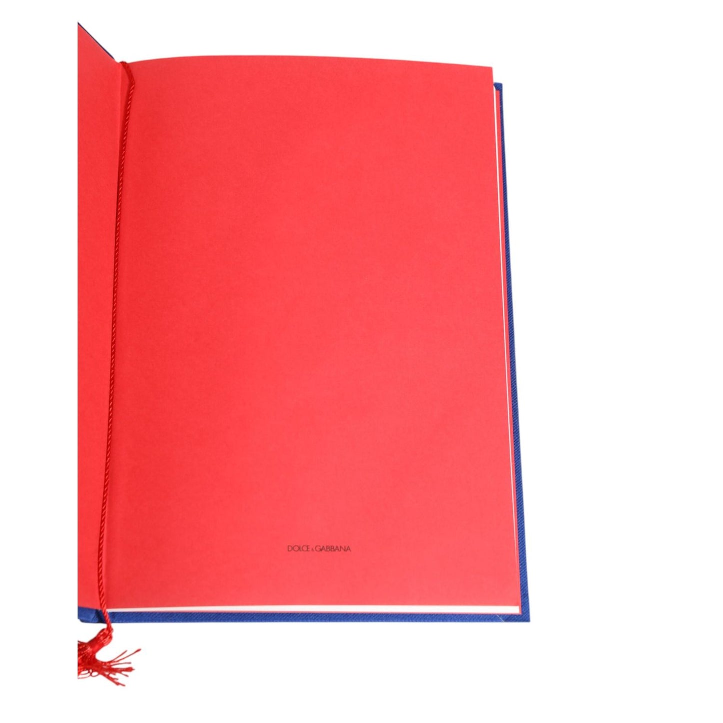 Open page of Dolce & Gabbana Multicolor Sicilian Carretto Print Journal Notebook with red bookmark and vibrant cover edges.