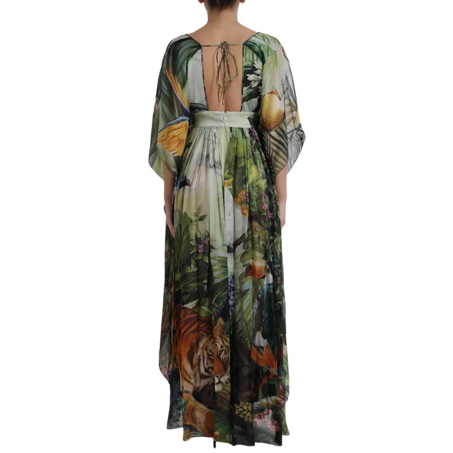 Dolce & Gabbana Multicolor Silk Jungle Print Women Maxi Dress