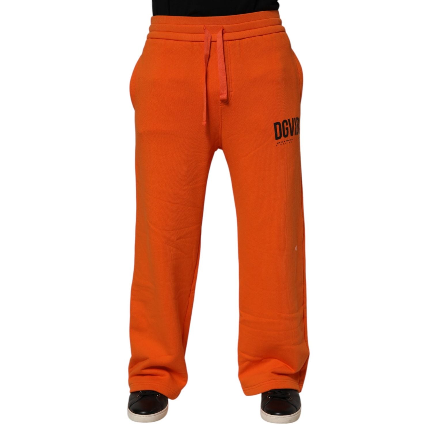 Dolce & Gabbana Orange Cotton DG VIB3 Logo Drawstring Sweatpants Pants