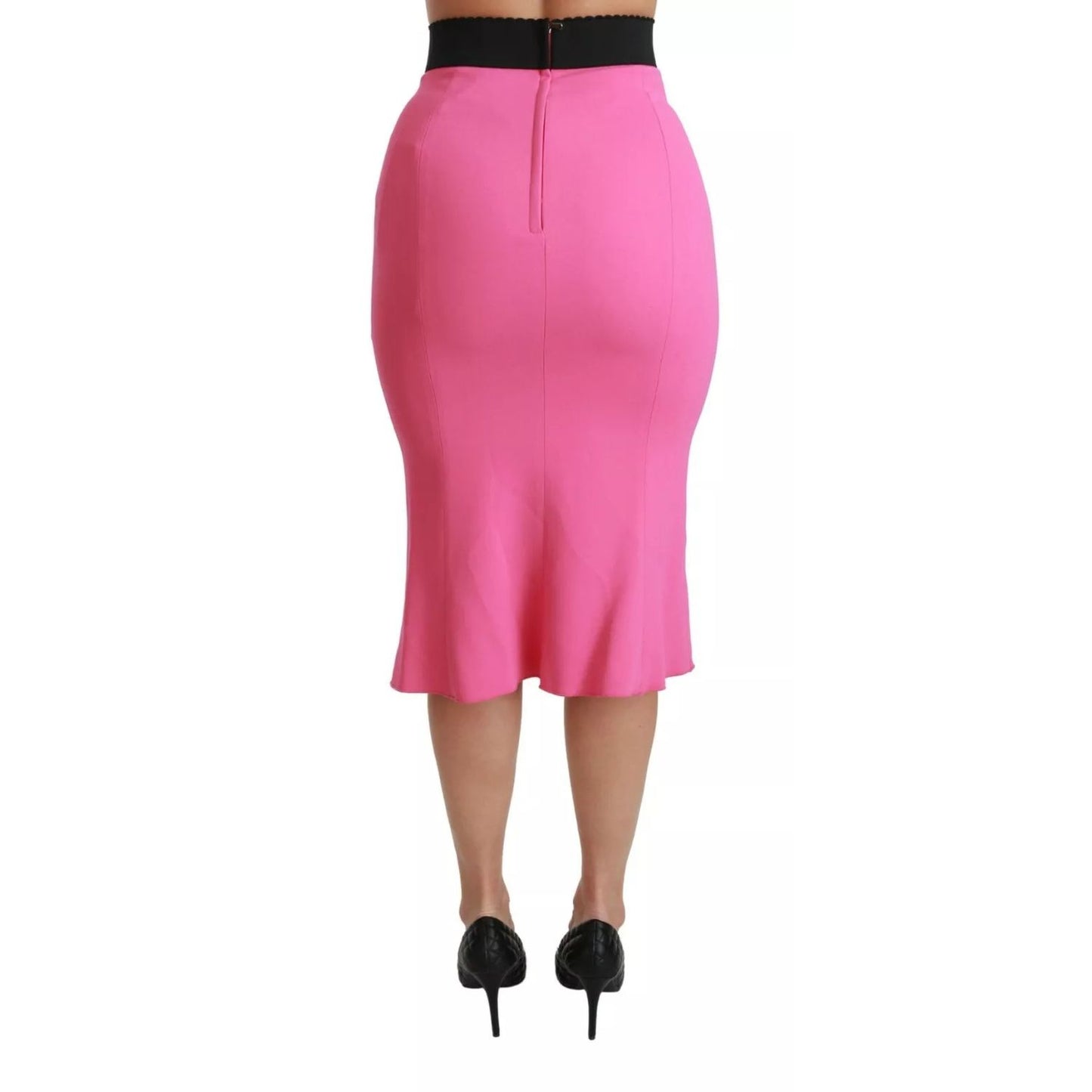 Dolce & Gabbana Pink High Waist Pencil Cut Midi Skirt