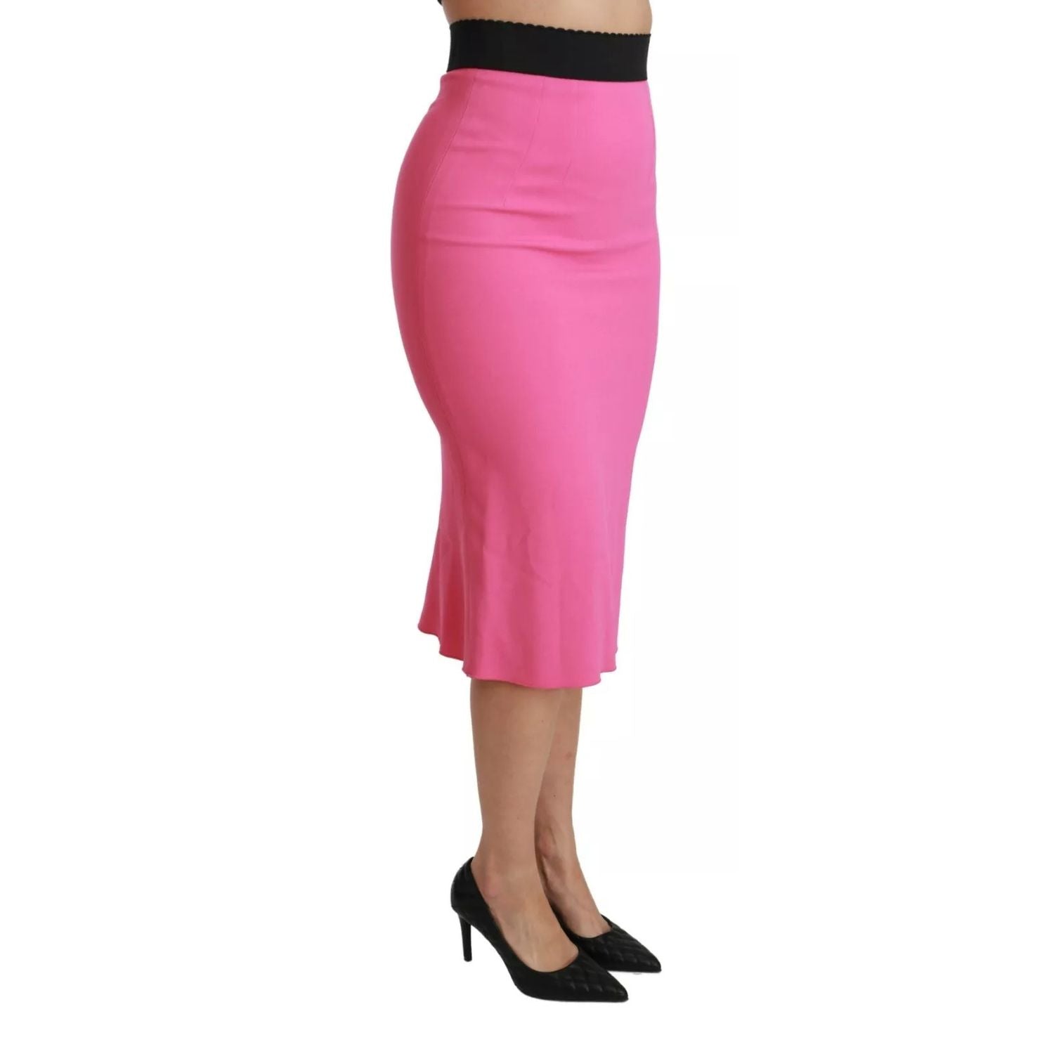 Dolce & Gabbana Pink High Waist Pencil Cut Midi Skirt