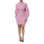 Dolce & Gabbana Pink Polyester Long Sleeves Sheath Mini Dress