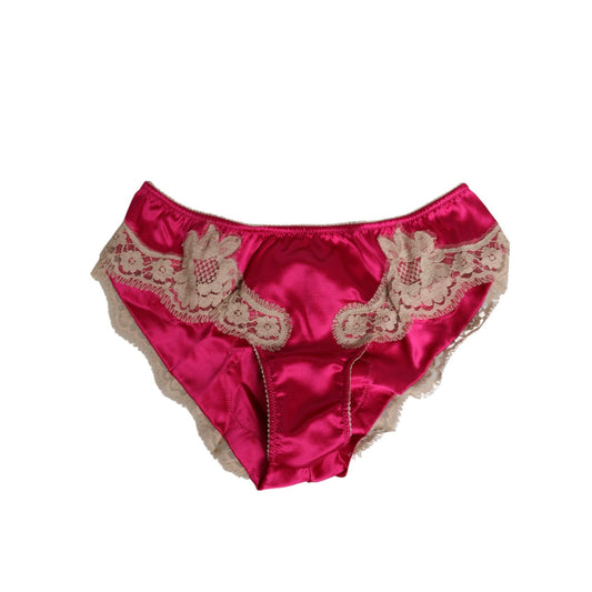 Dolce & Gabbana Pink Silk Satin Lace Trim New Slip Underwear
