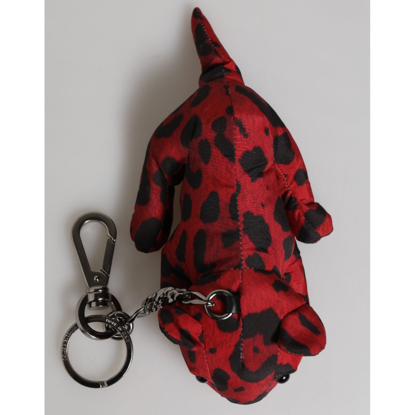 Dolce & Gabbana Red Black Polyester Animal Silhouette Bag Keychain Keyring