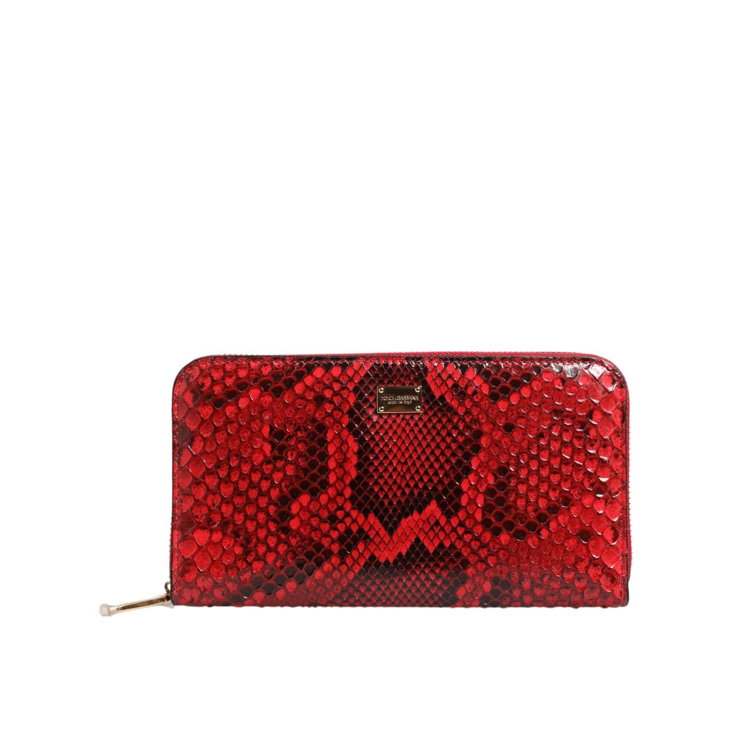 Dolce & Gabbana Red Exotic Leather Zip Around Continental Clutch Wallet
