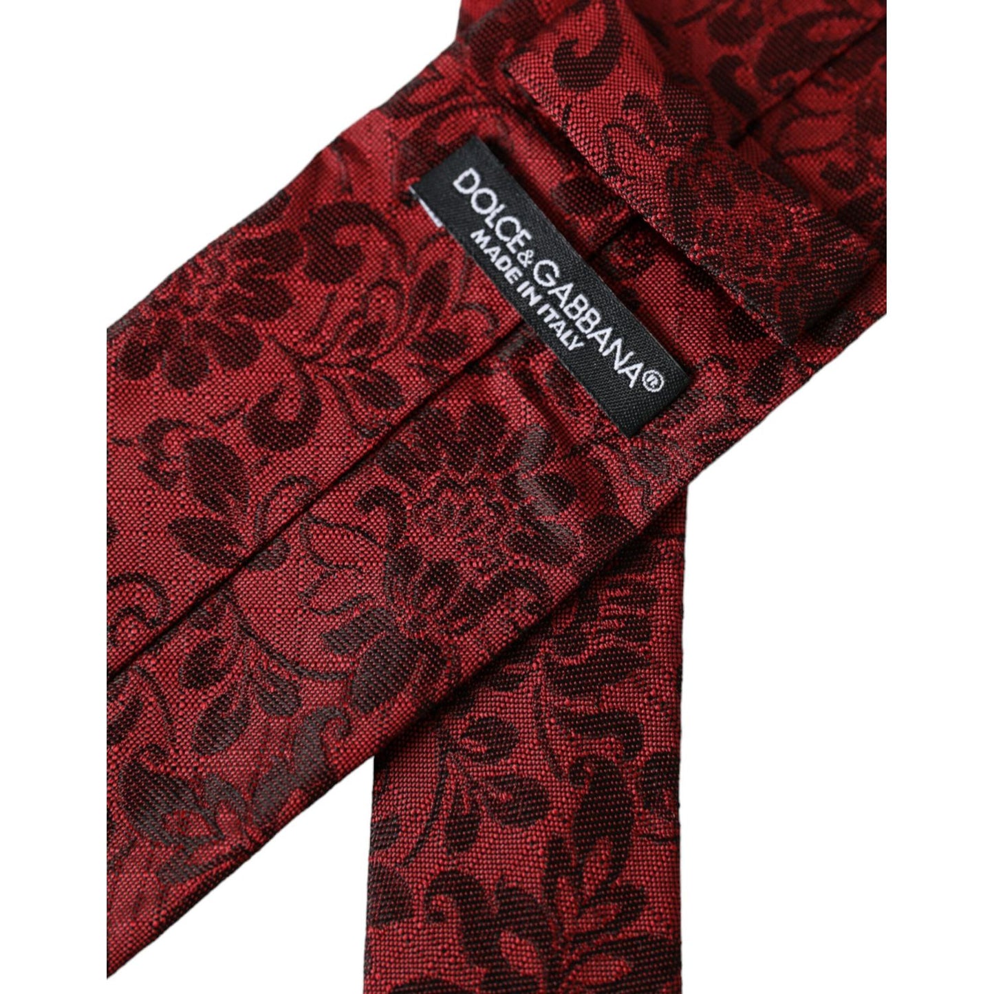Dolce & Gabbana Red Floral Brocade Silk Adjustable Men Tie