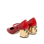 Dolce & Gabbana Red Leather DG Logo Heels Sandals Shoes