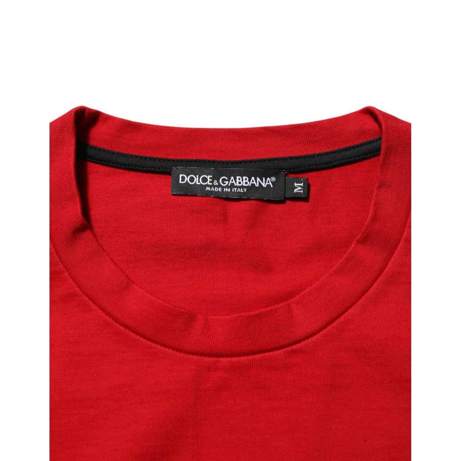 Dolce & Gabbana Red Logo Eye Print Cotton Short Sleeve T-shirt