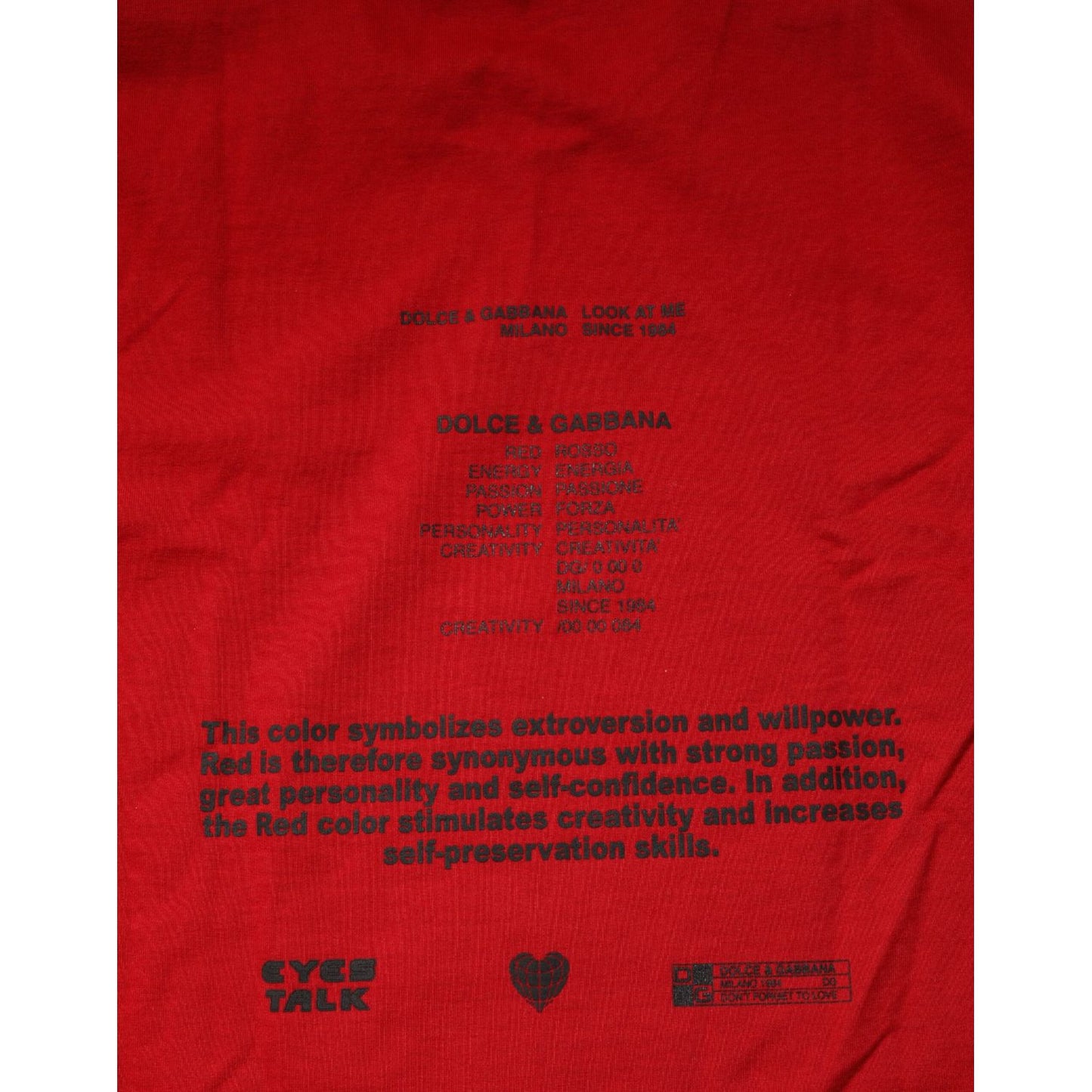 Dolce & Gabbana Red Logo Eye Print Cotton Short Sleeve T-shirt