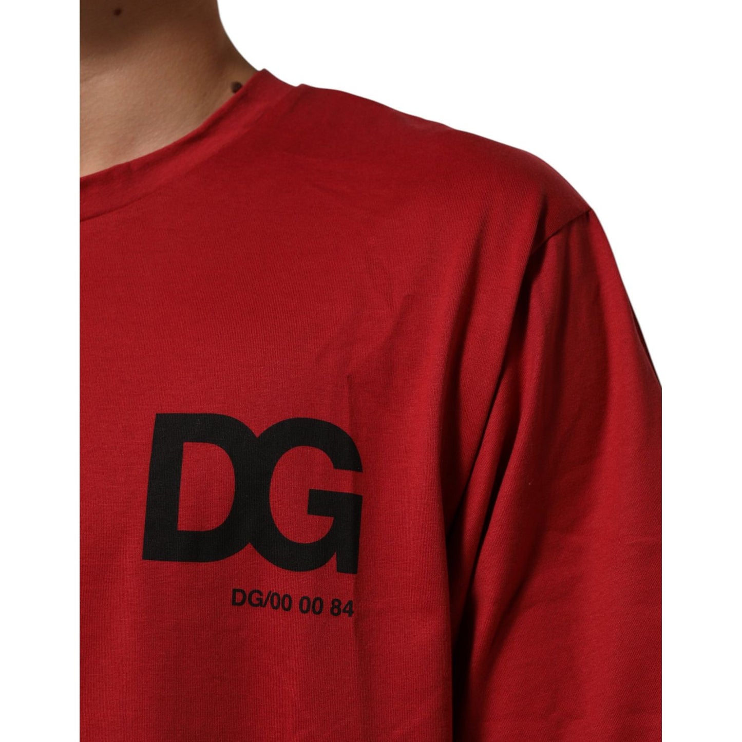Dolce & Gabbana Red Logo Print Cotton Short Sleeve T-shirt with DG logo detail