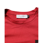 Dolce & Gabbana Red Logo Print Cotton Short Sleeve T-shirt with crew neck, featuring iconic DG logo, made in Italy.