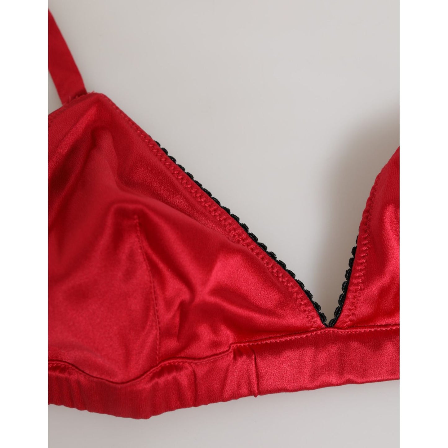 Dolce & Gabbana Red Silk Satin Triangle Soft Cup Br Underwear