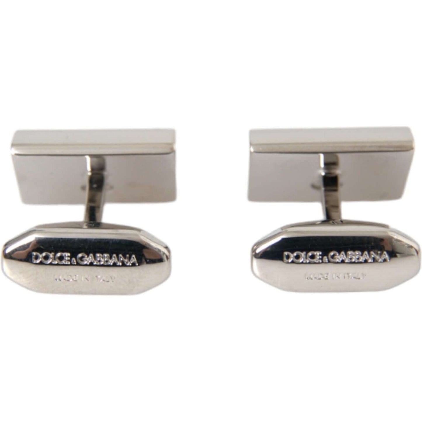 Dolce & Gabbana Silver Plated Metal Brass DG Logo Pin Cufflinks