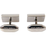 Dolce & Gabbana Silver Plated Metal Brass DG Logo Pin Cufflinks