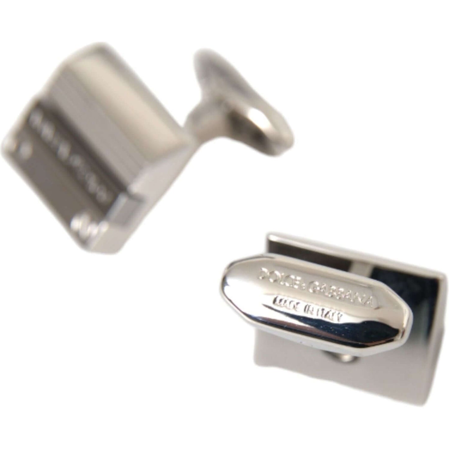 Dolce & Gabbana Silver Plated Metal Brass DG Logo Pin Cufflinks