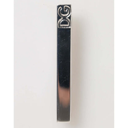 Dolce & Gabbana Silver Tone Brass Logo Branded Men Accessory Tie Clip Bar with polished finish and engraved logo.