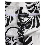 Dolce & Gabbana White Black Print Beachwear Shorts Swimwear