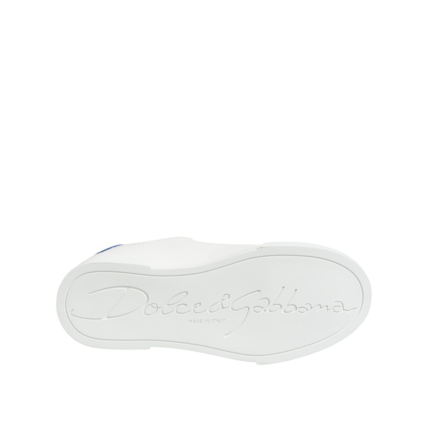 Dolce & Gabbana White Blue Leather Low Top Sneakers Shoes