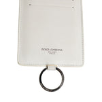 Dolce & Gabbana White Calf Leather Lanyard Logo Card Holder Men Wallet with ring fastening and logo detail in high-quality leather.