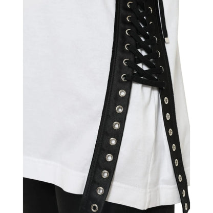 Dolce & Gabbana White Cotton 2000 Fashion Print Logo T-shirt