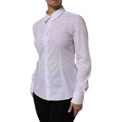 Dolce & Gabbana White Cotton Collared Dress Formal Shirt Top
