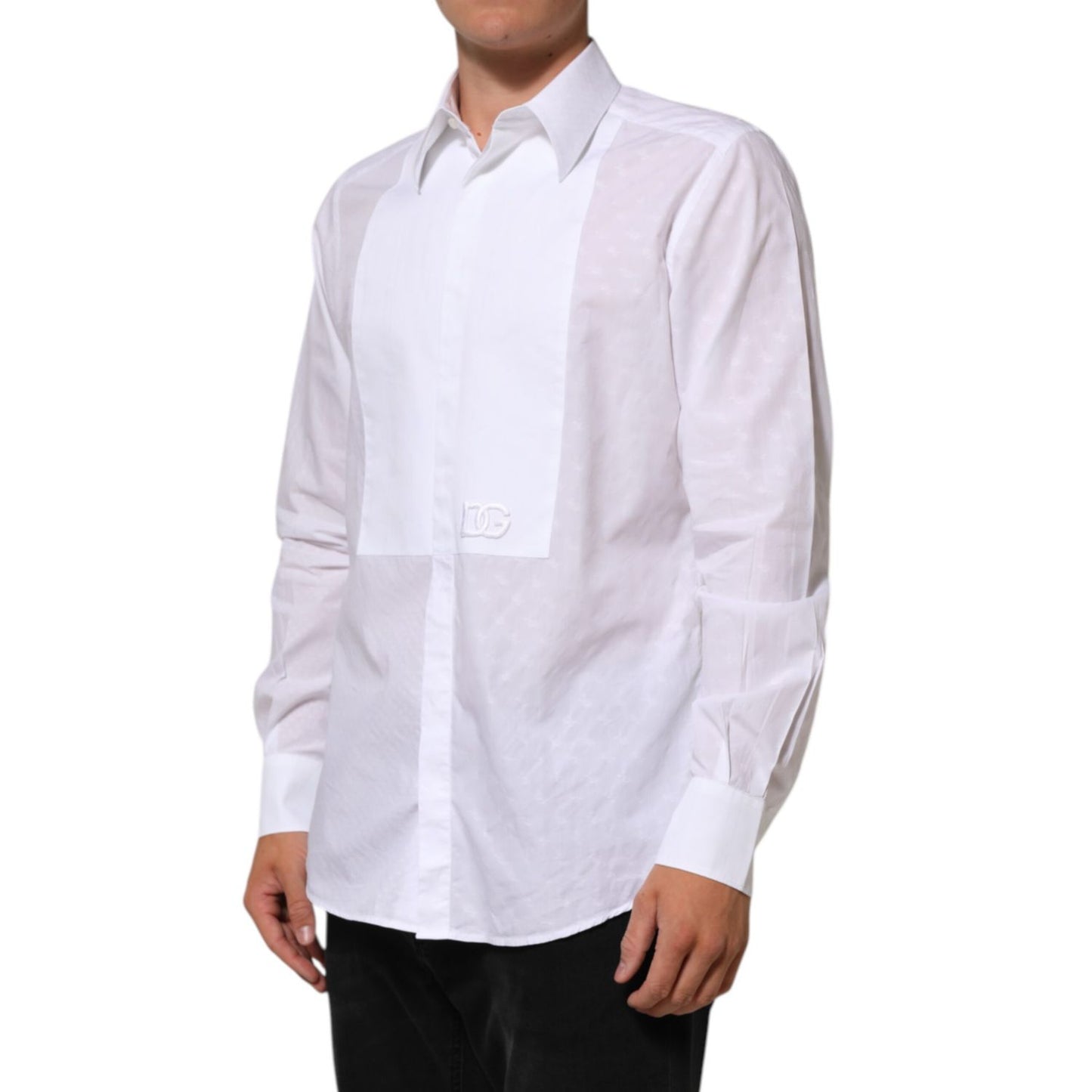 Dolce & Gabbana White Cotton MARTINI Bib Formal Dress Shirt