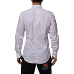 Dolce & Gabbana White Cotton MARTINI Formal Men Dress Shirt back view, showcasing classic tailored fit and long sleeves.