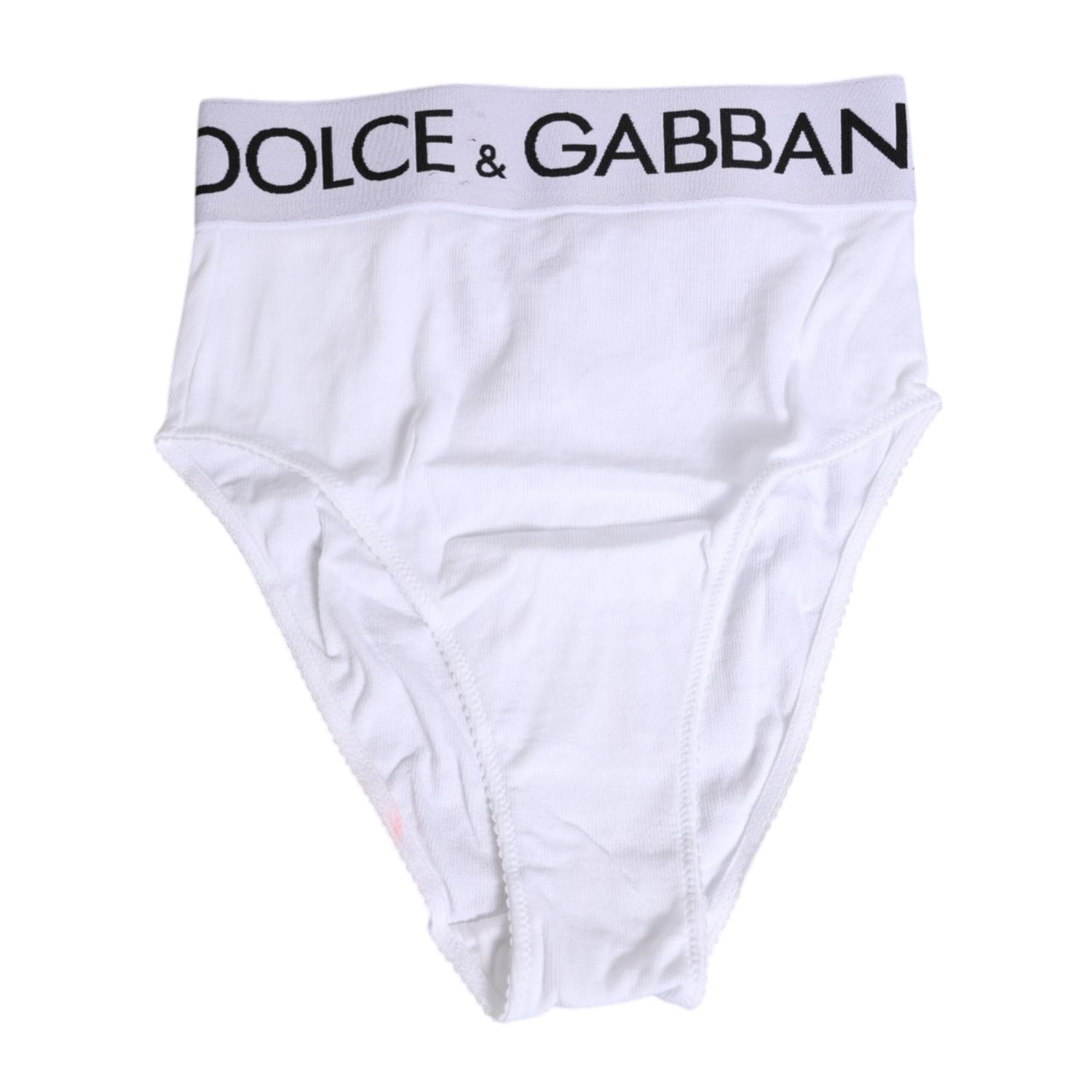 Dolce & Gabbana White Cotton Stretch High Waist Panty Underwear