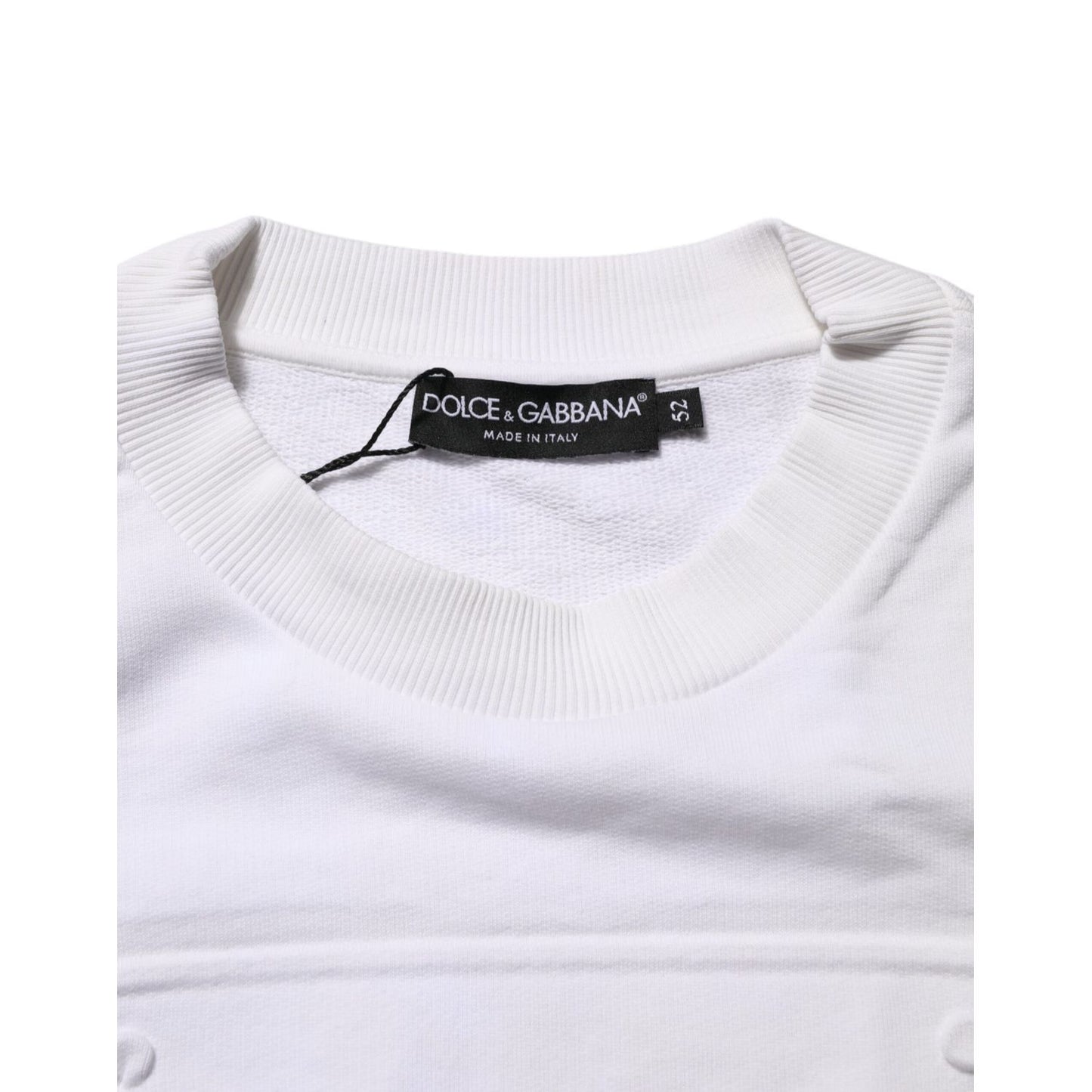 Dolce & Gabbana White Embossed Logo Men Sweatshirt Sweater