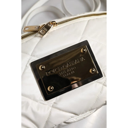 Dolce & Gabbana White Quilted Logo 90's Sicily Belt Waist Fanny Pack Bag