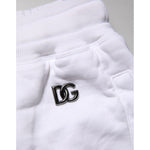 Dolce & Gabbana White Ripped Mid Waist Casual Bermuda Short with DG logo detail