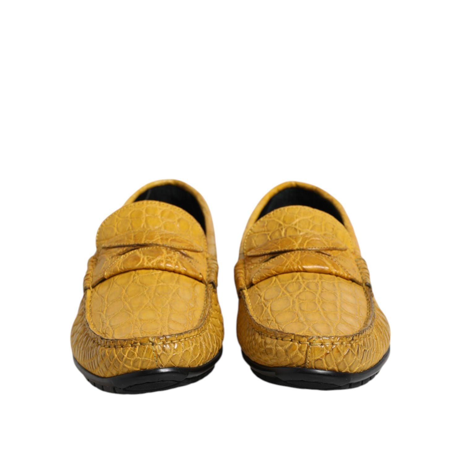 Dolce & Gabbana Yellow Exotic Leather Loafers Slip On Shoes