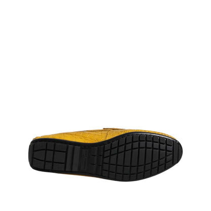 Dolce & Gabbana Yellow Exotic Leather Loafers Slip On Shoes