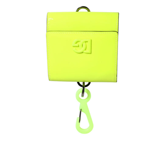 Dolce & Gabbana Yellow Green Bifold DG Logo Neck Strap Cardholder Wallet