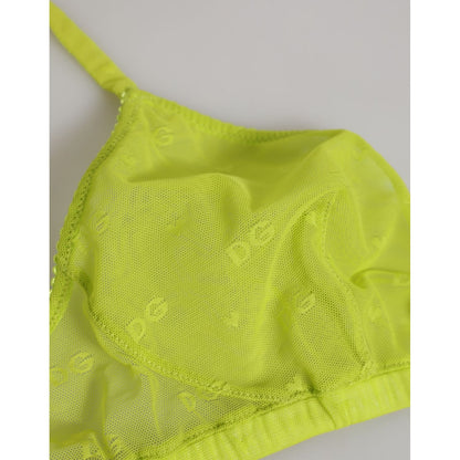 Dolce & Gabbana Yellow Green Nylon Soft Cup Brassiere Underwear