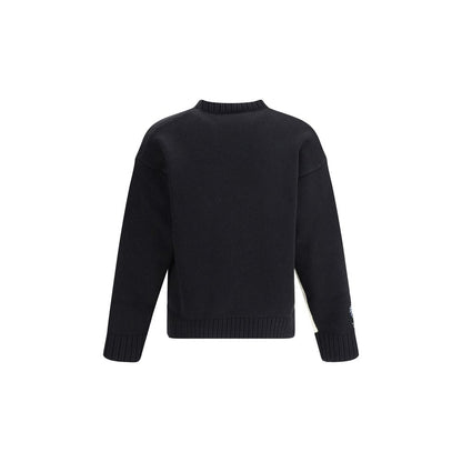 Rear view of Dsquared² Black Wool Sweatshirt with ribbed cuffs and hem, fine knit design, oversized fit in modern style.
