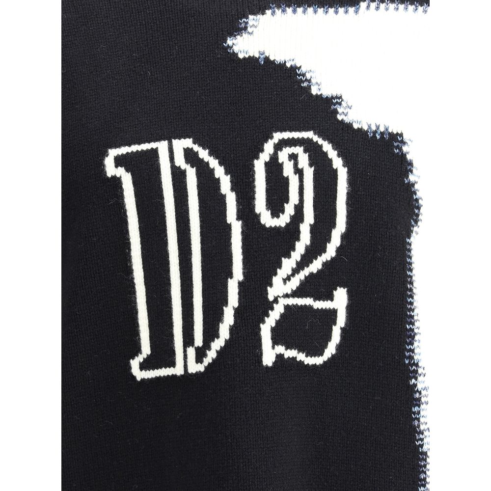 Dsquared² Black Wool Sweatshirt close-up showing logo design.