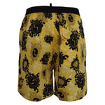 Dsquared² Yellow Black Printed Nylon Beachwear Shorts Swimwear Dsquared² Sienna