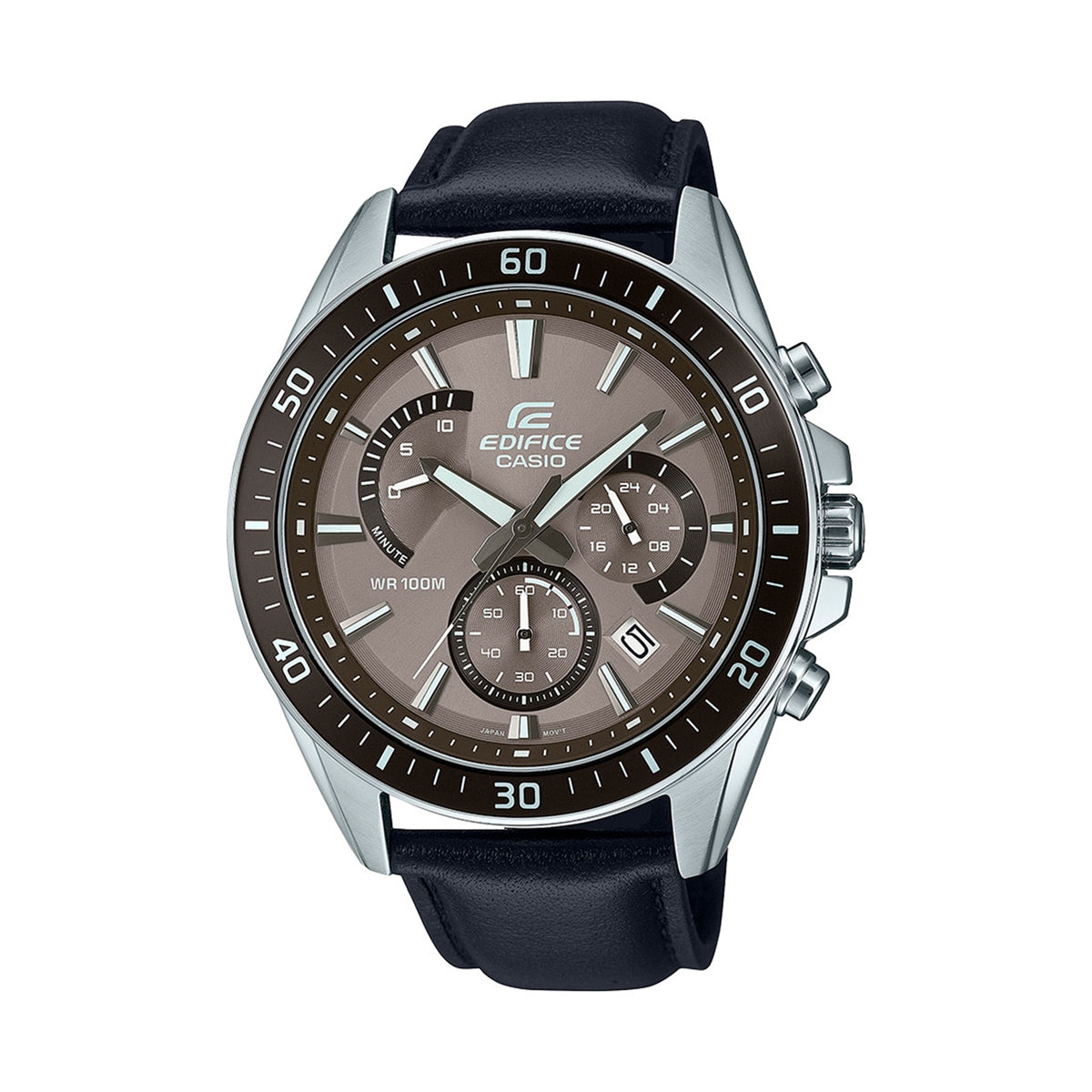 CASIO EDIFICE Mod. RETROGRADE CHRONOGRAPH XL LEATHER - TAN BLACK-0