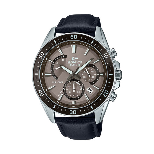 CASIO EDIFICE Mod. RETROGRADE CHRONOGRAPH XL LEATHER - TAN BLACK-0