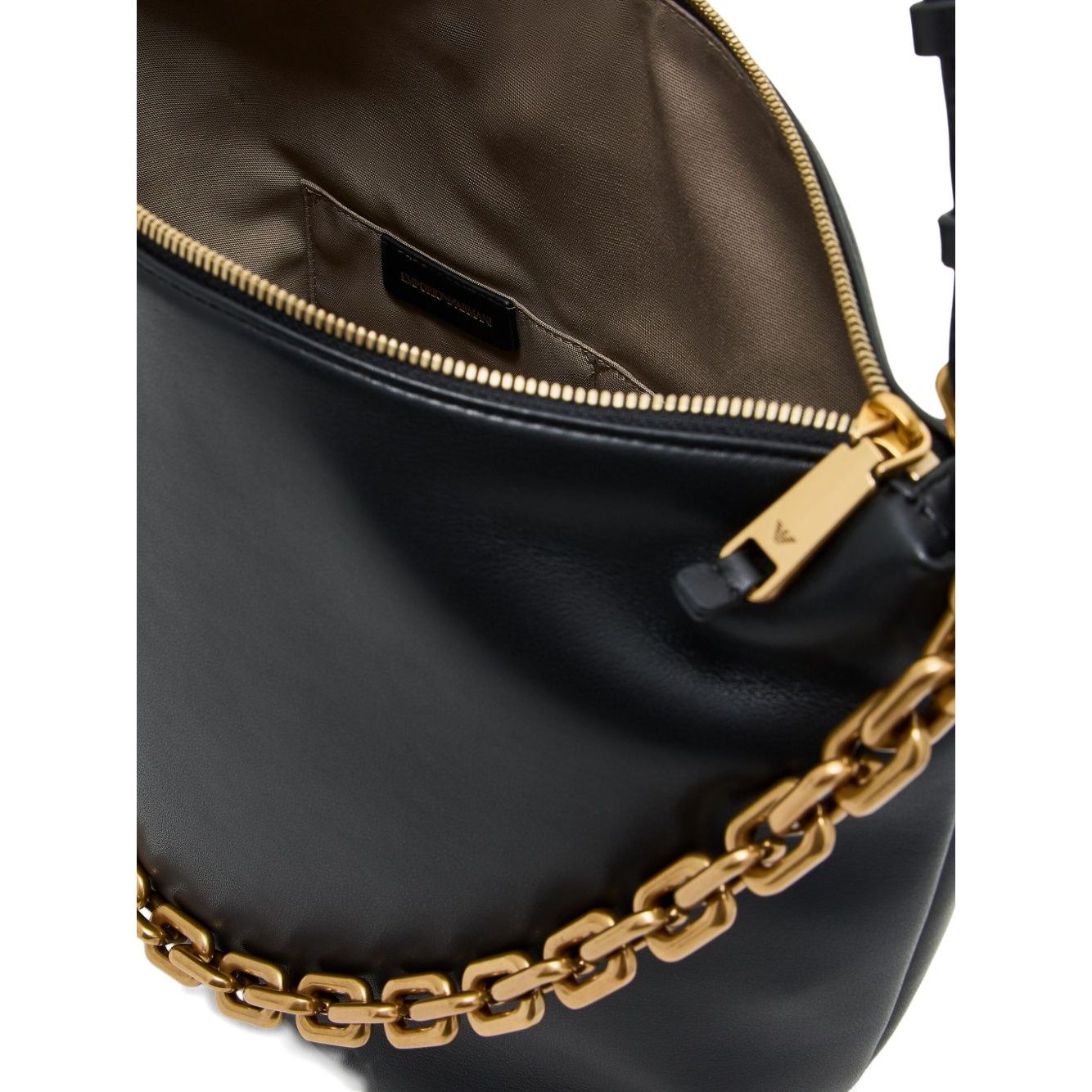 Emporio Armani Medium leather hobo bag with chain Handbag